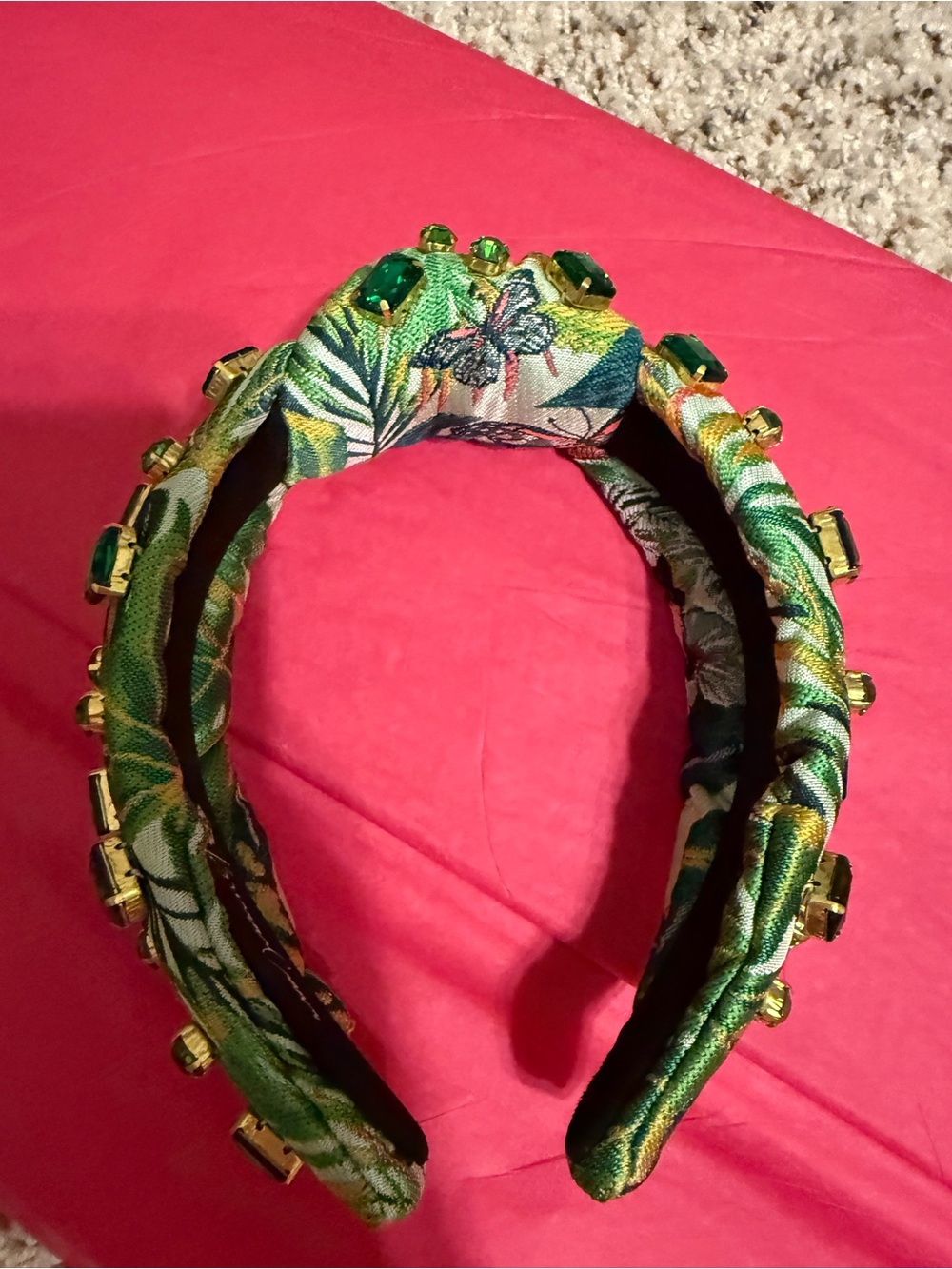 Brianna Cannon Green Tropical Embellished Women's Headband - Picture 5 of 8